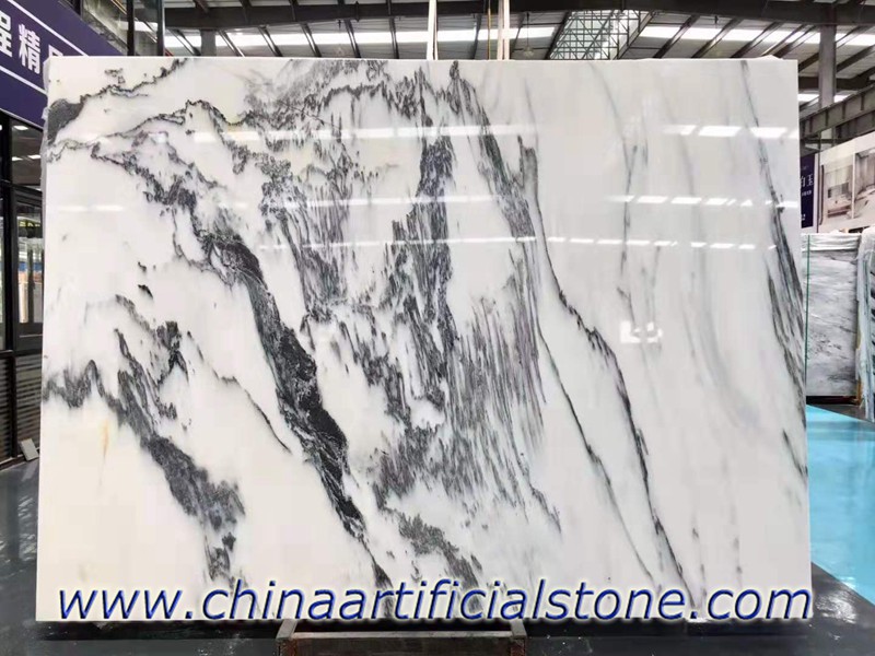 Placas de mármore de tinta branca da China branca com veios pretos
