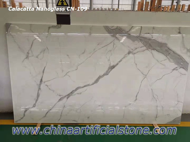 Lajes de pedra de vidro cristalizado nano Calacatta da China
