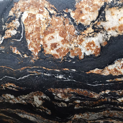 Laje de granito preto dragão veia dourada pedra natural para bancada pré-fabricada
