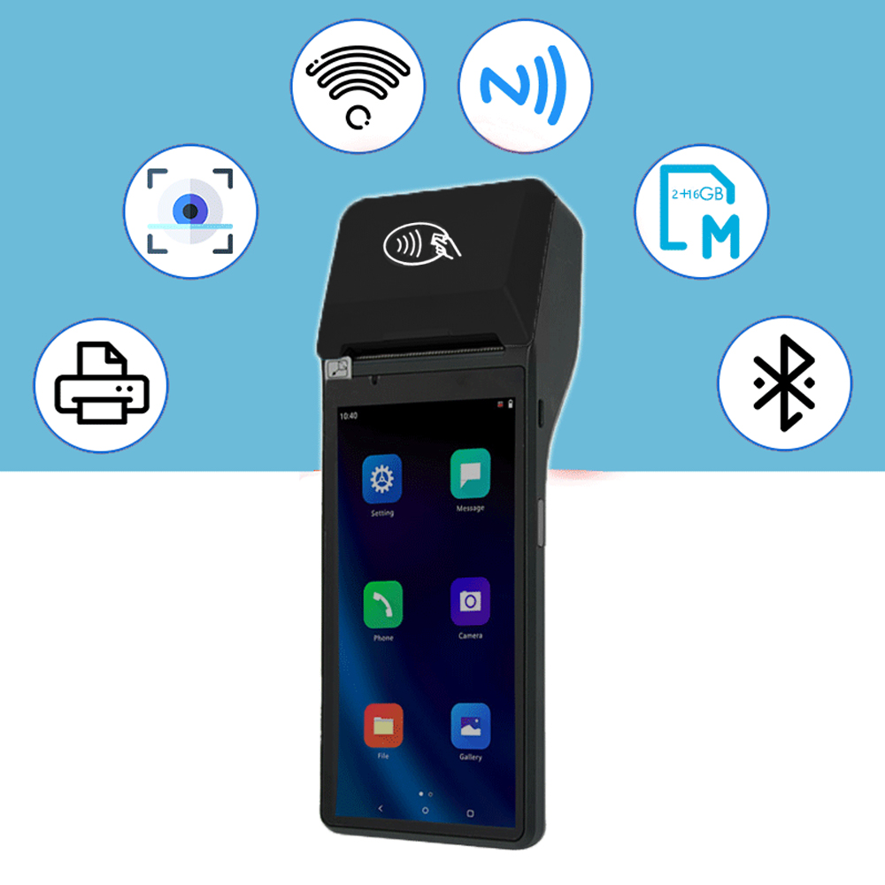Terminal POS inteligente de certificação CE de 6 polegadas com NFC e impressão digital Z300
