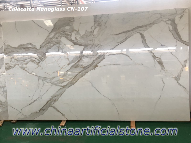 China Nano Calacatta Lajes de Mármore Branco CN107
