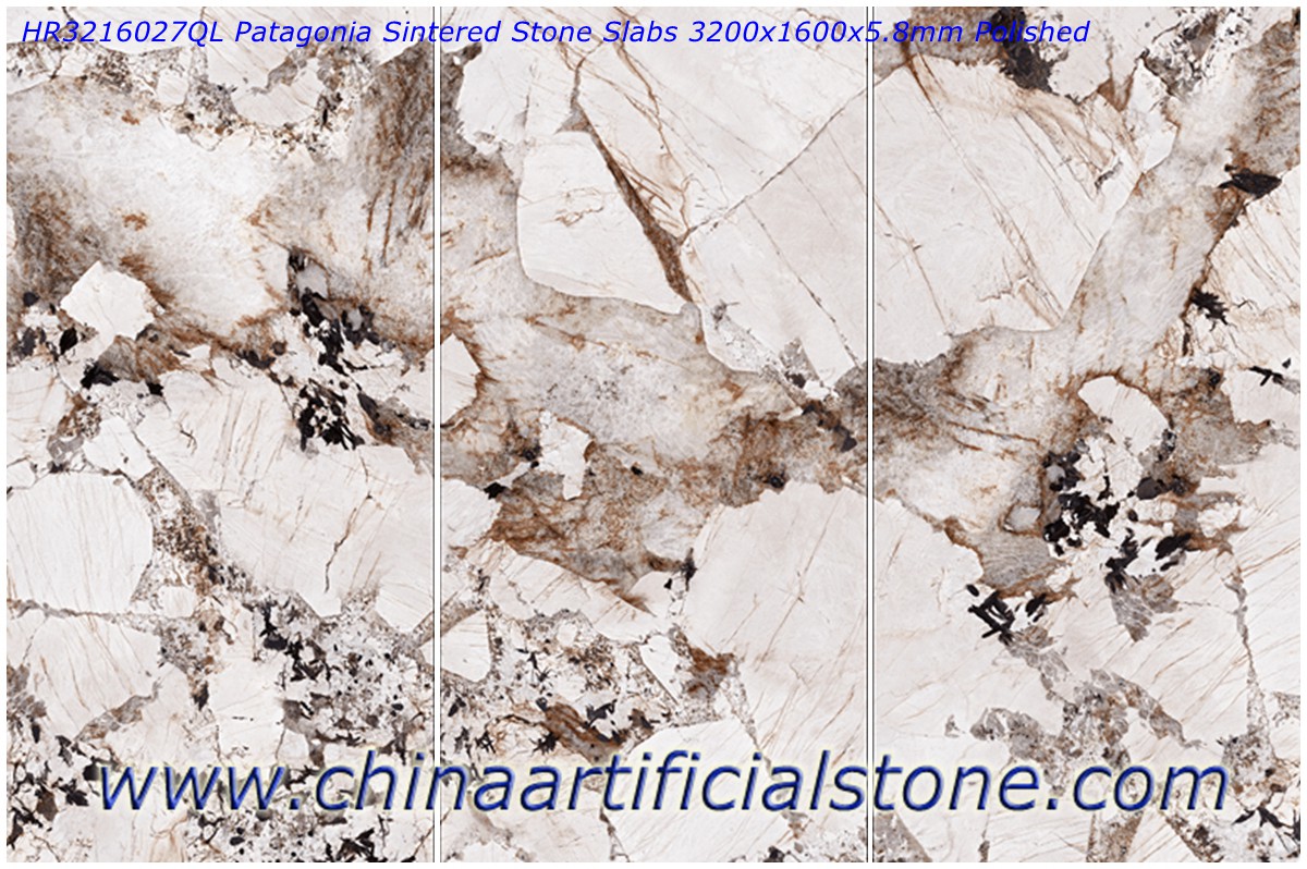 Lajes de pedra sinterizada Patagônia fina de 6 mm
