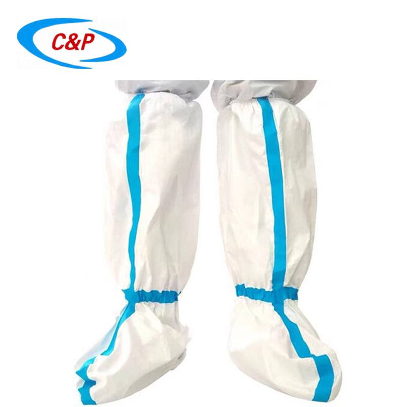 Cobertura de bota de isolamento não tecido de PP médico descartável com fita adesiva azul
