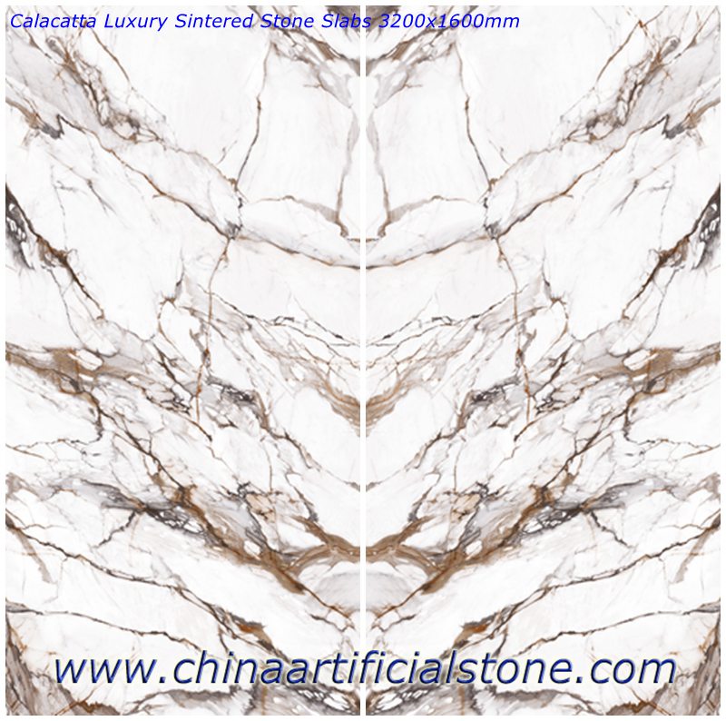 Lajes de pedra sinterizada de luxo Calacatta de 12 mm
