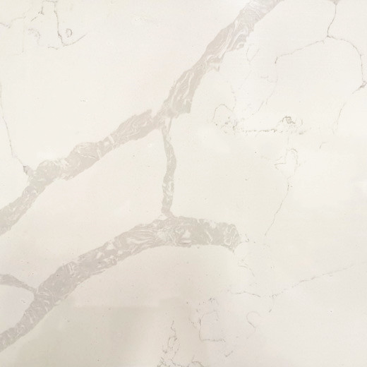 Bancada de quartzo com aparência de mármore Calacatta pedra branca para laje de cozinha
