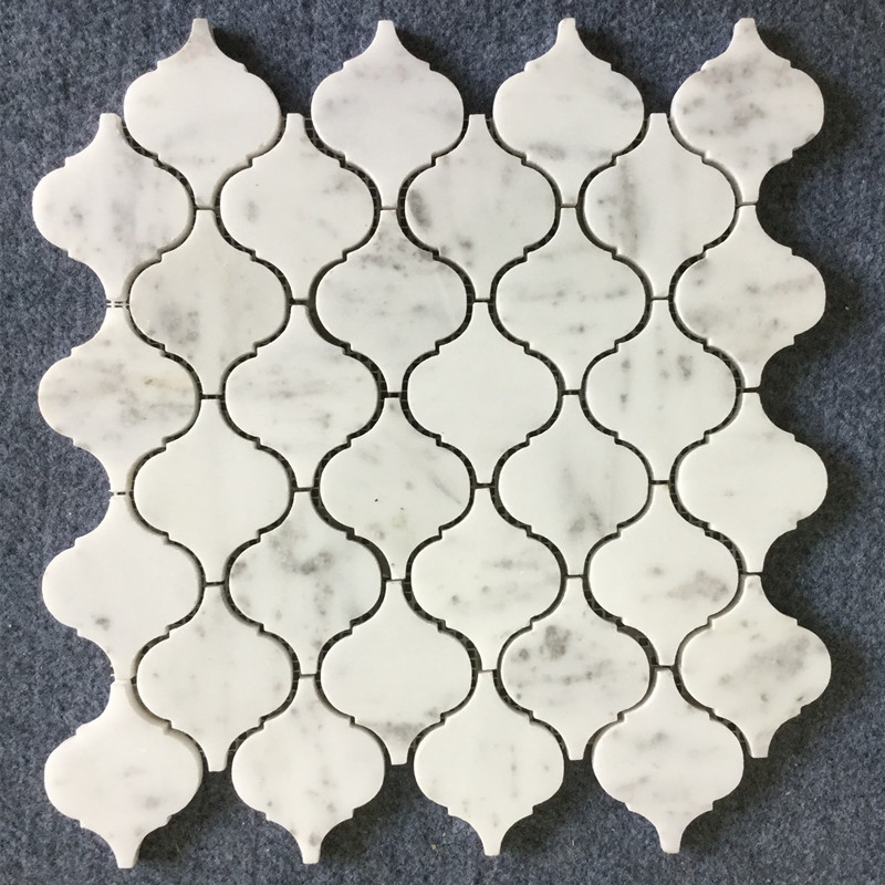 Mosaicos de mármore branco mate da lanterna arabesco
