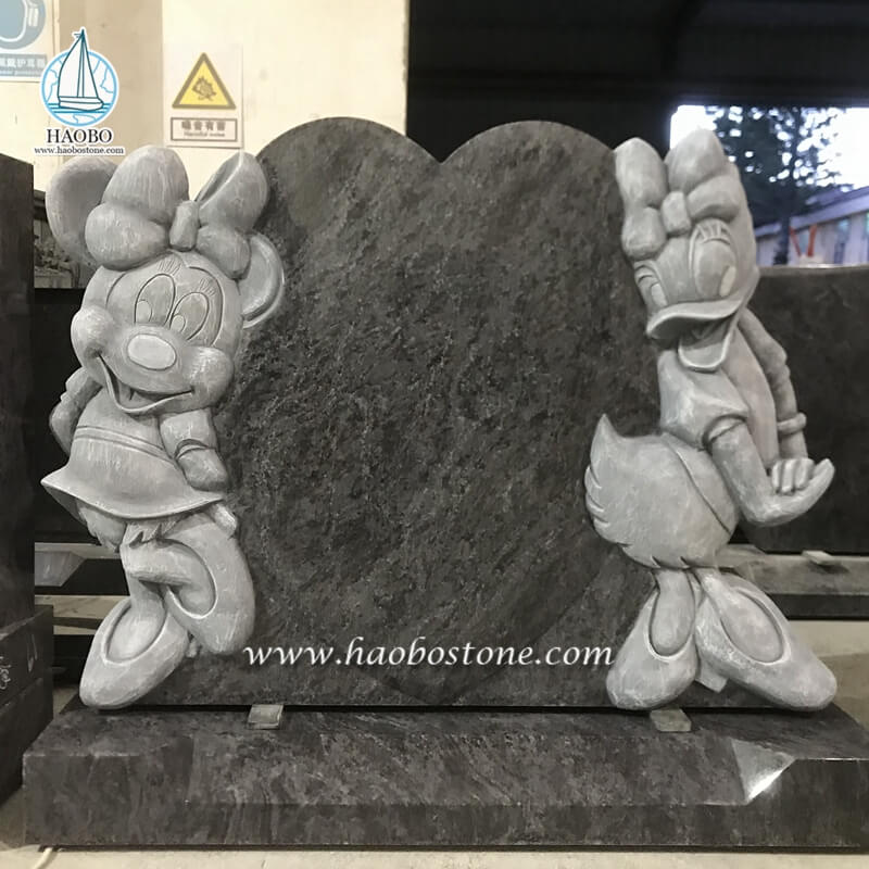 Baham Blue Granite Cartoon Minnie Mouse com Daisy Duck Tombstone
