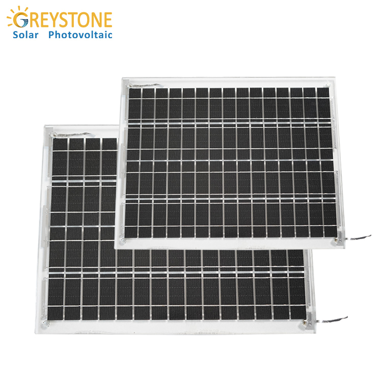 Painéis solares de vidro duplo Greystone 10W para sala de luz solar
