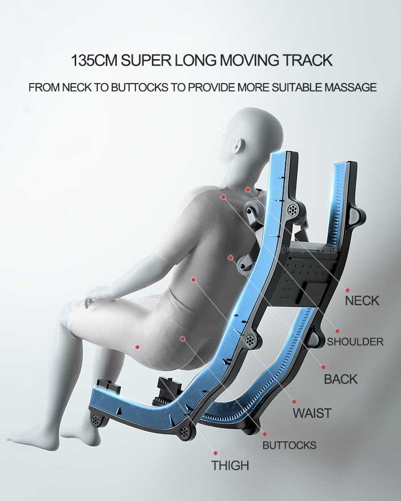 Cadeira de massagem com pista móvel de 135 cm