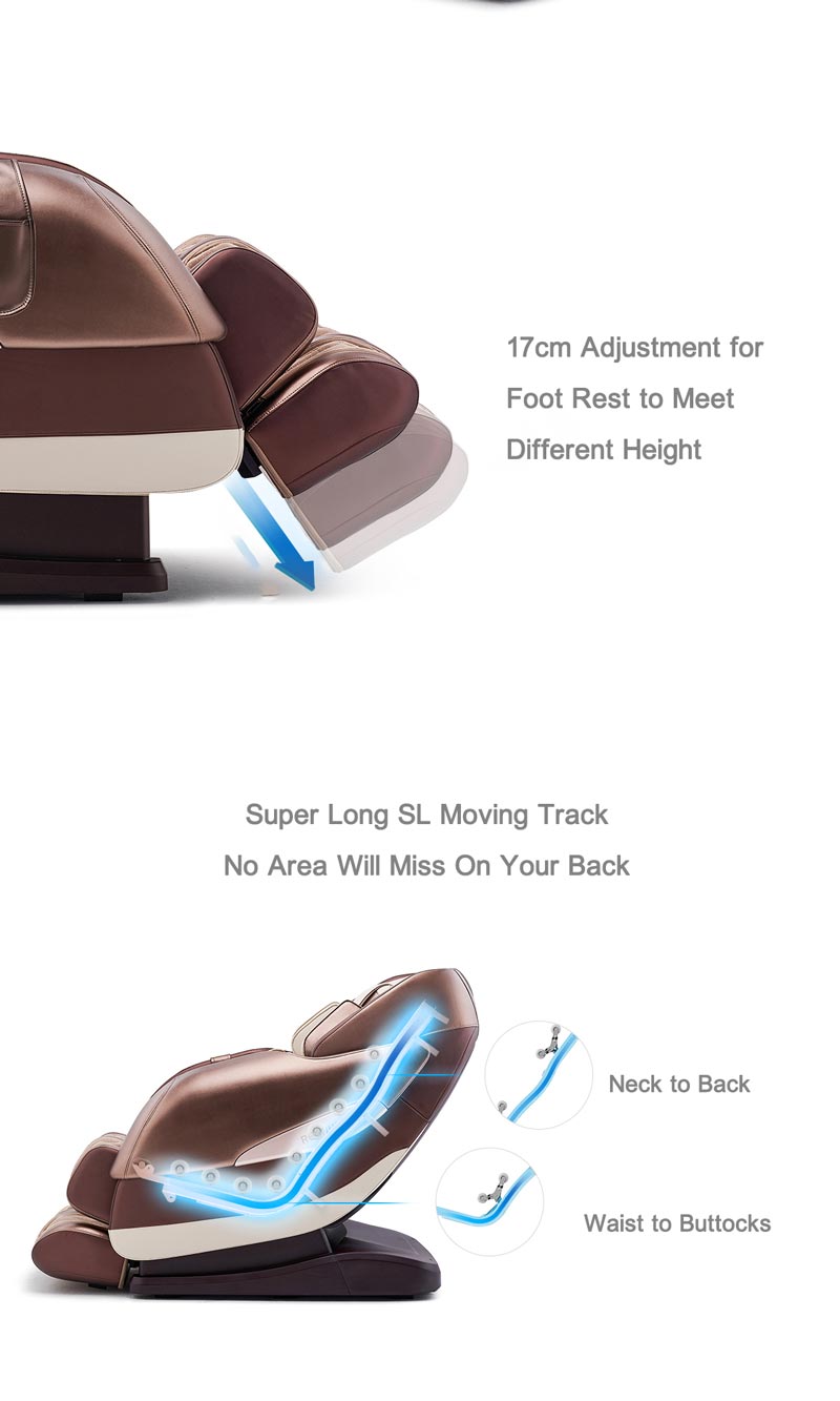 Cadeira de massagem 3D com encosto completo para os pés