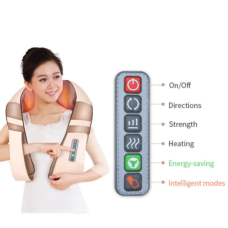 Massageador de pescoço elétrico com rolo profundo de aquecimento
