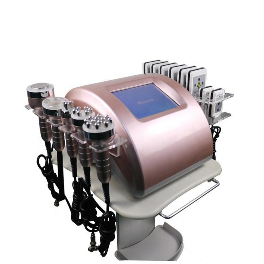 Portátil 6 em 1 40K cavitação Lipo Laser Ultrassônico 12 Polar Vacuum RF Face Lifting Multi-polar Body Emagrecimento Máquina